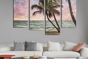 Модульная картина из 4 частей на холсте KIL Art Красивый пляж Гавайских островов 129x90 см (414-42)