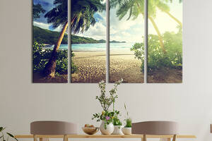 Модульная картина из 4 частей на холсте KIL Art Красивый пляж на диком острове 89x53 см (420-41)