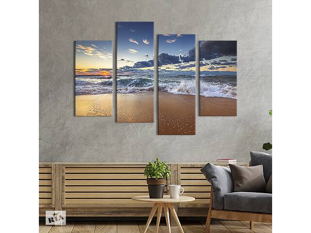 Модульная картина из 4 частей на холсте KIL Art Красивые морские волны 129x90 см (425-42)