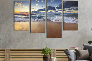 Модульная картина из 4 частей на холсте KIL Art Красивые морские волны 89x56 см (425-42)
