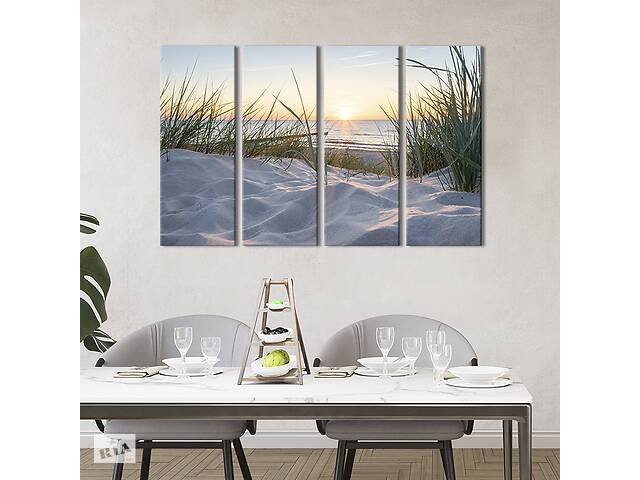 Модульная картина из 4 частей на холсте KIL Art Красивый белый песок на берегу Балтийского моря 89x53 см (436-41)
