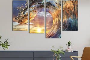 Модульная картина из 4 частей на холсте KIL Art Красивая чистая морская волна 129x90 см (440-42)