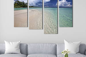 Модульная картина из 4 частей на холсте KIL Art Красивый морской берег Мартиники 89x56 см (449-42)