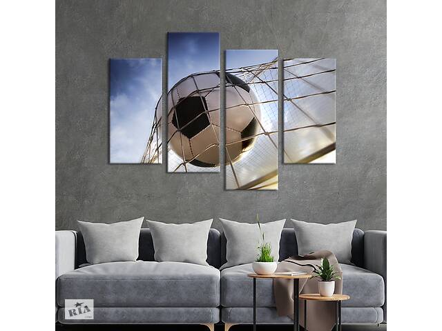 Модульная картина из 4 частей на холсте KIL Art Красивый гол в футболе 89x56 см (479-42)