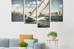 Модульная картина из 4 частей на холсте KIL Art Красивая парусная яхта 129x90 см (483-42)