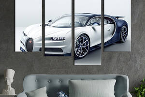 Модульная картина из 4 частей на холсте KIL Art Крутой автомобиль Bugatti Chiron 129x90 см (119-42)