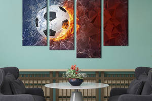 Модульная картина из 4 частей на холсте KIL Art Крутой футбольный мяч 89x56 см (480-42)