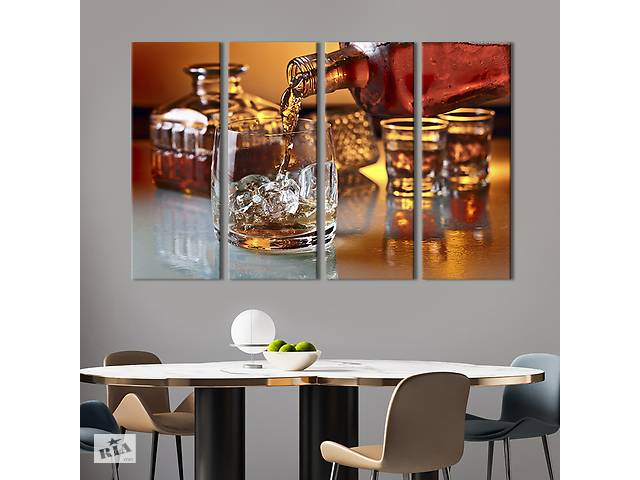 Модульная картина из 4 частей на холсте KIL Art Ледяной виски 209x133 см (283-41)