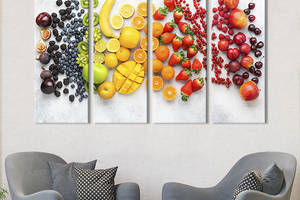 Модульная картина из 4 частей на холсте KIL Art Летние фрукты и ягоды 209x133 см (309-41)