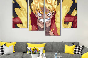 Модульная картина из 4 частей на холсте KIL Art Luffy Gear 5, One Piece's 129x90 см (725-42)