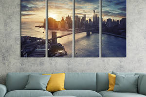 Модульная картина из 4 частей на холсте KIL Art Манхэттенский мост в Нью-Йорке 149x93 см (351-41)