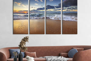 Модульная картина из 4 частей на холсте KIL Art Морские волны на пляже 209x133 см (425-41)
