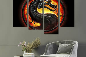 Модульная картина из 4 частей на холсте KIL Art Mortal Kombat - Dragon 129x90 см (729-42)