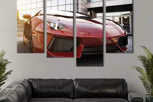Модульная картина из 4 частей на холсте KIL Art Мощный спортивный автомобиль 129x90 см (100-42)