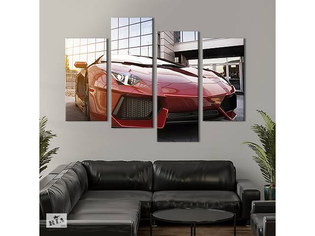 Модульная картина из 4 частей на холсте KIL Art Мощный спортивный автомобиль 89x56 см (100-42)