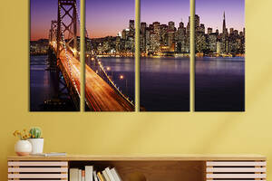 Модульная картина из 4 частей на холсте KIL Art Мост Золотые Ворота и вид на Сан-Франциско 209x133 см (334-41)