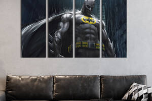 Модульная картина из 4 частей на холсте KIL Art Мрачный супергерой Бэтмен 209x133 см (687-41)