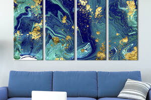 Модульная картина из 4 частей на холсте KIL Art Мрамор цвета морской волны 89x53 см (23-41)