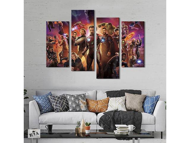Модульная картина из 4 частей на холсте KIL Art Мстители против Таноса 129x90 см (683-42)