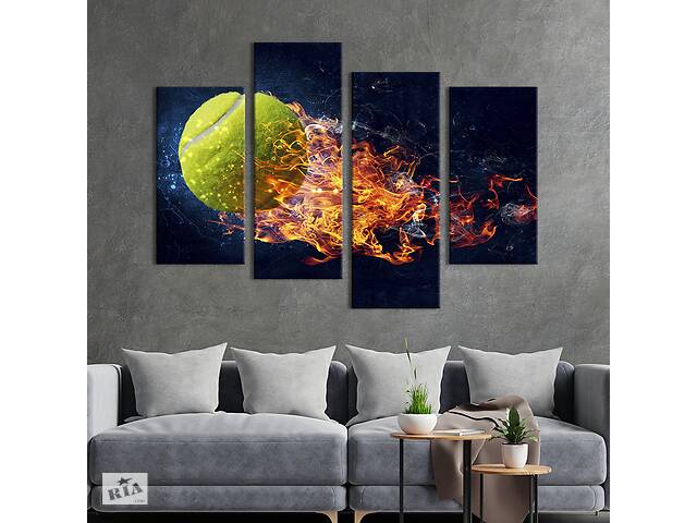 Модульная картина из 4 частей на холсте KIL Art Мяч для большого тенниса 129x90 см (494-42)