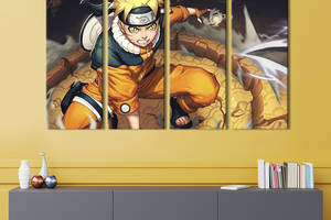 Модульная картина из 4 частей на холсте KIL Art Naruto Uzumaki 209x133 см (733-41)