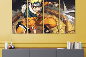 Модульная картина из 4 частей на холсте KIL Art Naruto Uzumaki 89x53 см (733-41)