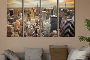 Модульная картина из 4 частей на холсте KIL Art Небоскрёбы Нью-Йорка 209x133 см (345-41)