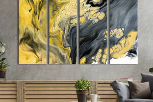 Модульная картина из 4 частей на холсте KIL Art Необычный жёлто-серый мрамор 209x133 см (34-41)