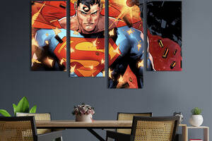 Модульная картина из 4 частей на холсте KIL Art Непобедимый Супермен 129x90 см (750-42)