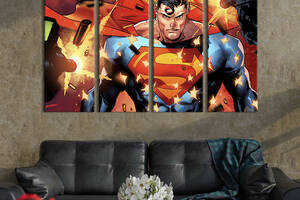 Модульная картина из 4 частей на холсте KIL Art Несокрушимый Супермен 209x133 см (750-41)