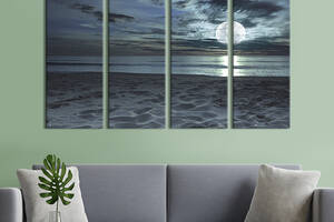 Модульная картина из 4 частей на холсте KIL Art Ночь над пляжем 209x133 см (407-41)