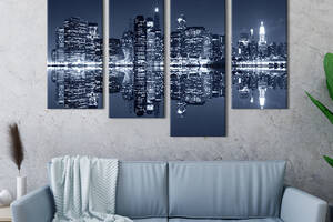 Модульная картина из 4 частей на холсте KIL Art Ночная жизнь в Бруклине 129x90 см (362-42)