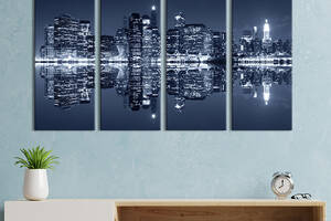 Модульная картина из 4 частей на холсте KIL Art Ночной Бруклин в Нью-Йорке 209x133 см (362-41)