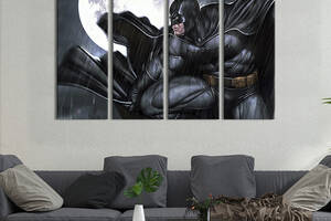 Модульная картина из 4 частей на холсте KIL Art Ночной супергерой Бэтмен 209x133 см (689-41)