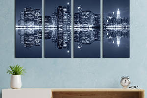 Модульная картина из 4 частей на холсте KIL Art Ночной Бруклин в Нью-Йорке 89x53 см (362-41)