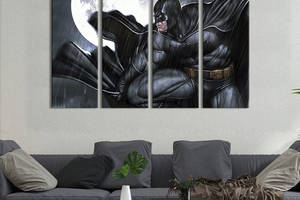 Модульная картина из 4 частей на холсте KIL Art Ночной супергерой Бэтмен 149x93 см (689-41)