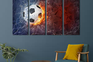 Модульная картина из 4 частей на холсте KIL Art Огненный футбол 209x133 см (480-41)