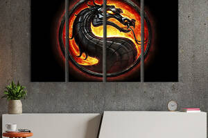 Модульная картина из 4 частей на холсте KIL Art Огненный логотип Смертельной битвы 209x133 см (729-41)