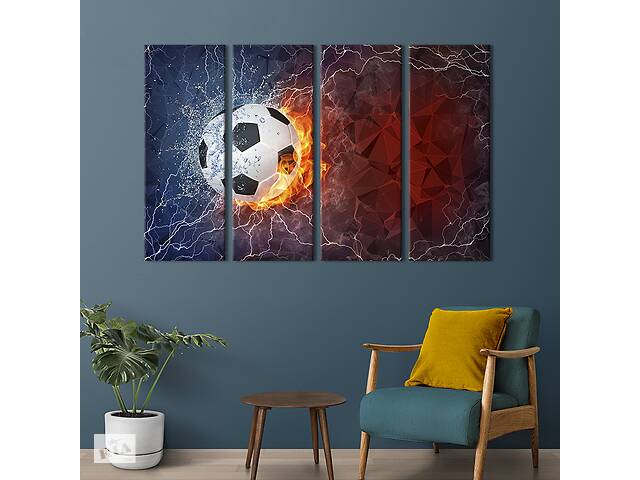 Модульная картина из 4 частей на холсте KIL Art Огненный футбол 149x93 см (480-41)