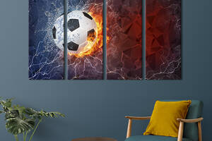 Модульная картина из 4 частей на холсте KIL Art Огненный футбол 89x53 см (480-41)