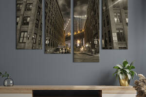 Модульная картина из 4 частей на холсте KIL Art Огни Бруклинского моста 129x90 см (316-42)