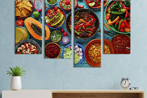 Модульная картина из 4 частей на холсте KIL Art Острая и яркая кухня Мексики 129x90 см (295-42)