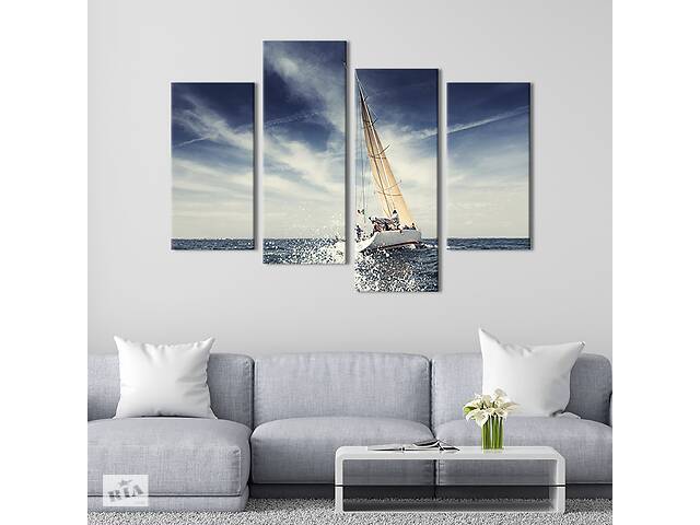 Модульная картина из 4 частей на холсте KIL Art Парусная яхта 89x56 см (419-42)