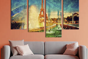 Модульная картина из 4 частей на холсте KIL Art Париж - столица Франции 149x106 см (337-42)