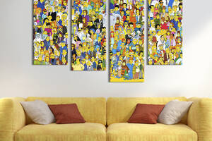 Модульная картина из 4 частей на холсте KIL Art Персонажи мультсериала Симпсоны 89x56 см (741-42)