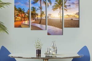 Модульная картина из 4 частей на холсте KIL Art Песчаный пляж Флориды 129x90 см (391-42)