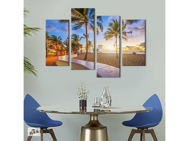 Модульная картина из 4 частей на холсте KIL Art Песчаный пляж Флориды 89x56 см (391-42)
