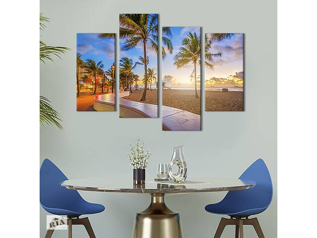 Модульная картина из 4 частей на холсте KIL Art Песчаный пляж Флориды 149x106 см (391-42)