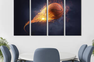 Модульная картина из 4 частей на холсте KIL Art Полёт баскетбольного мяча 209x133 см (492-41)