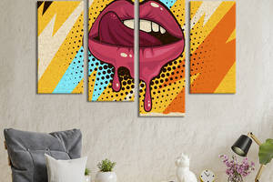 Модульная картина из 4 частей на холсте KIL Art Поп-арт страстные губы 149x106 см (533-42)